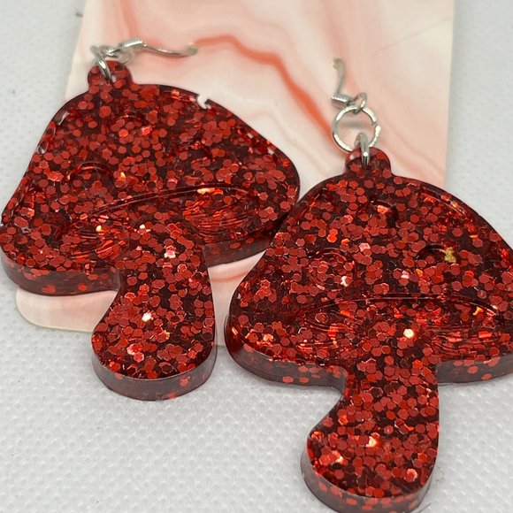 Handmade resin Mushroom Earrings - Picture 9 of 9